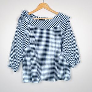 LAUNDRY Gingham Boatneck Blouse 1X